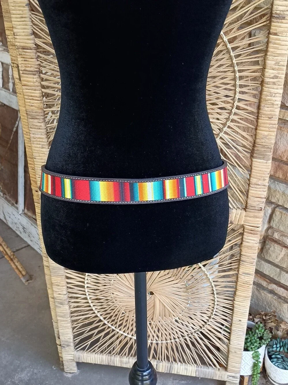 Ariat Multicolor Striped Belt with Silver Concho